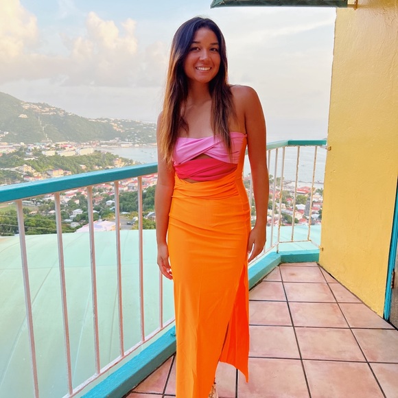 Free People Dresses & Skirts - Free People Pink and Orange Maxi Dress